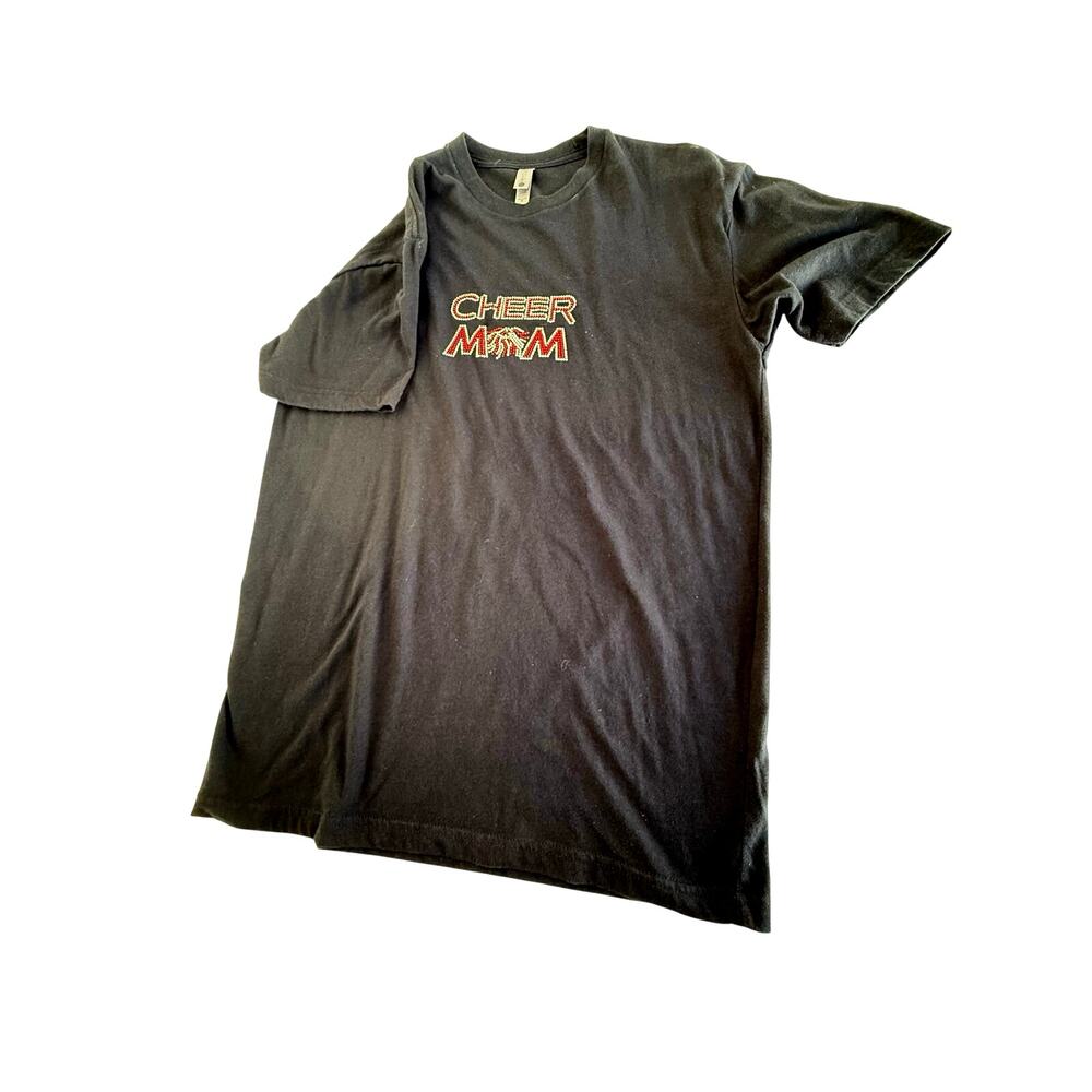 SKU 2089 Cheer Mom Bedazzled Gem Graphic T-Shirt Next Level Size Medium